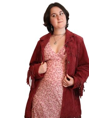 Red fringed leather jacket